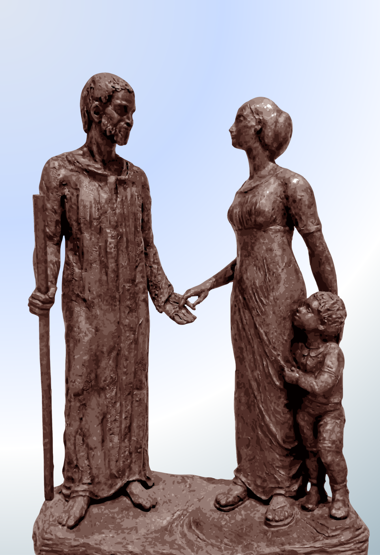 Templomunkban látható R. Törley Mária szobrász művész alkotása. A szobor Flüe-i Szent Miklóst és feleségét -Dorothea asszonyt- ábrázolja legkisebb gyerekükkel együtt, megörökítve a búcsúzás pillanatát, amikor Szent Miklós - Isten hívására, felesége és püspöke engedélyével - a remeteségbe vonult vissza.